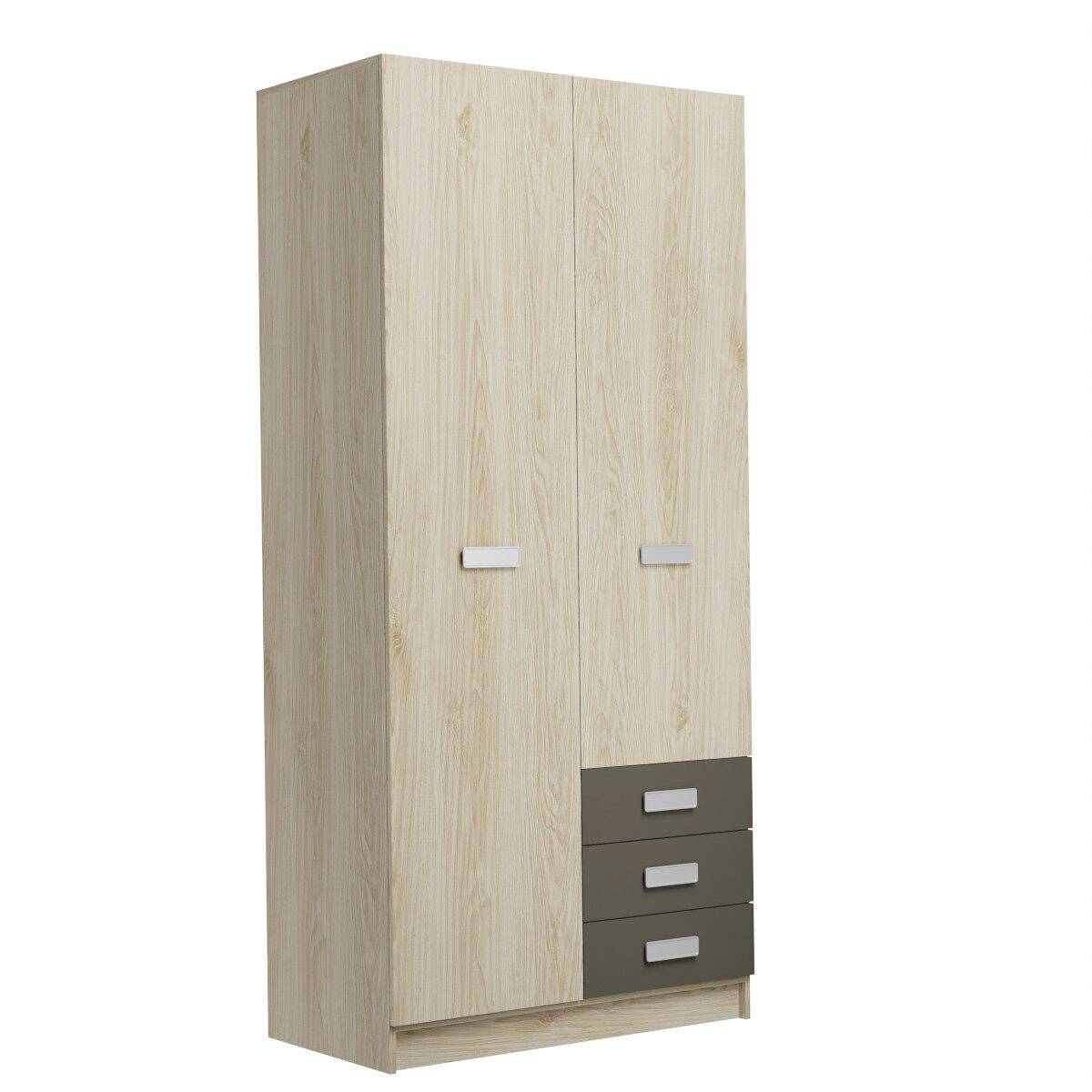 Armario Essenza con 2 Puertas Batientes y 3 Cajones 94 Gris/ Madera