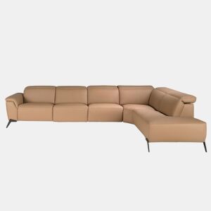 Sofá chaise longue relax modular direito 5 lugares pele castanha Angel Cerdá