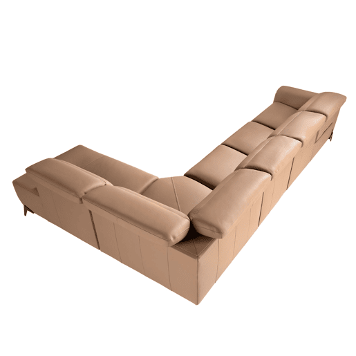 Sofá chaise longue relax modular direito 5 lugares pele castanha Angel Cerdá