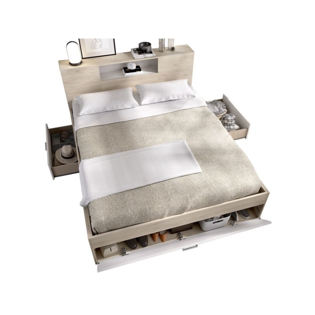 Estructura de cama Lanka con cabecero 147x219 Natural