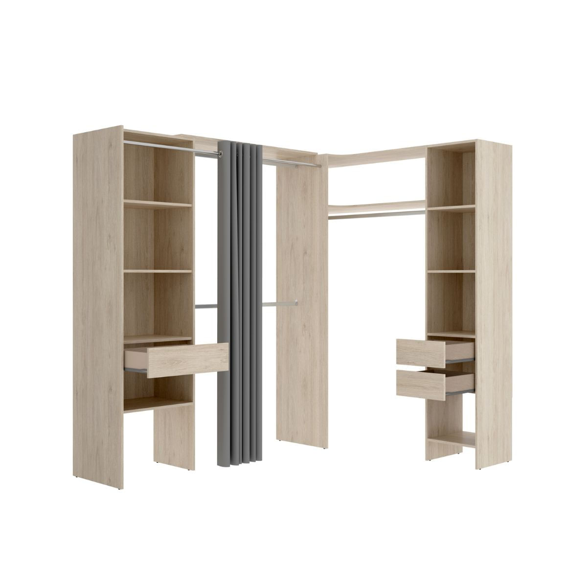 Armario vestidor Suit reversible  cajones +  barras +  columnas 164 Natural