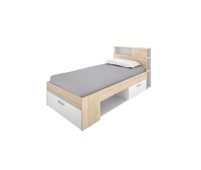 Estructura de cama Lanka con cabecero natural/blanco 95x217x97 cm