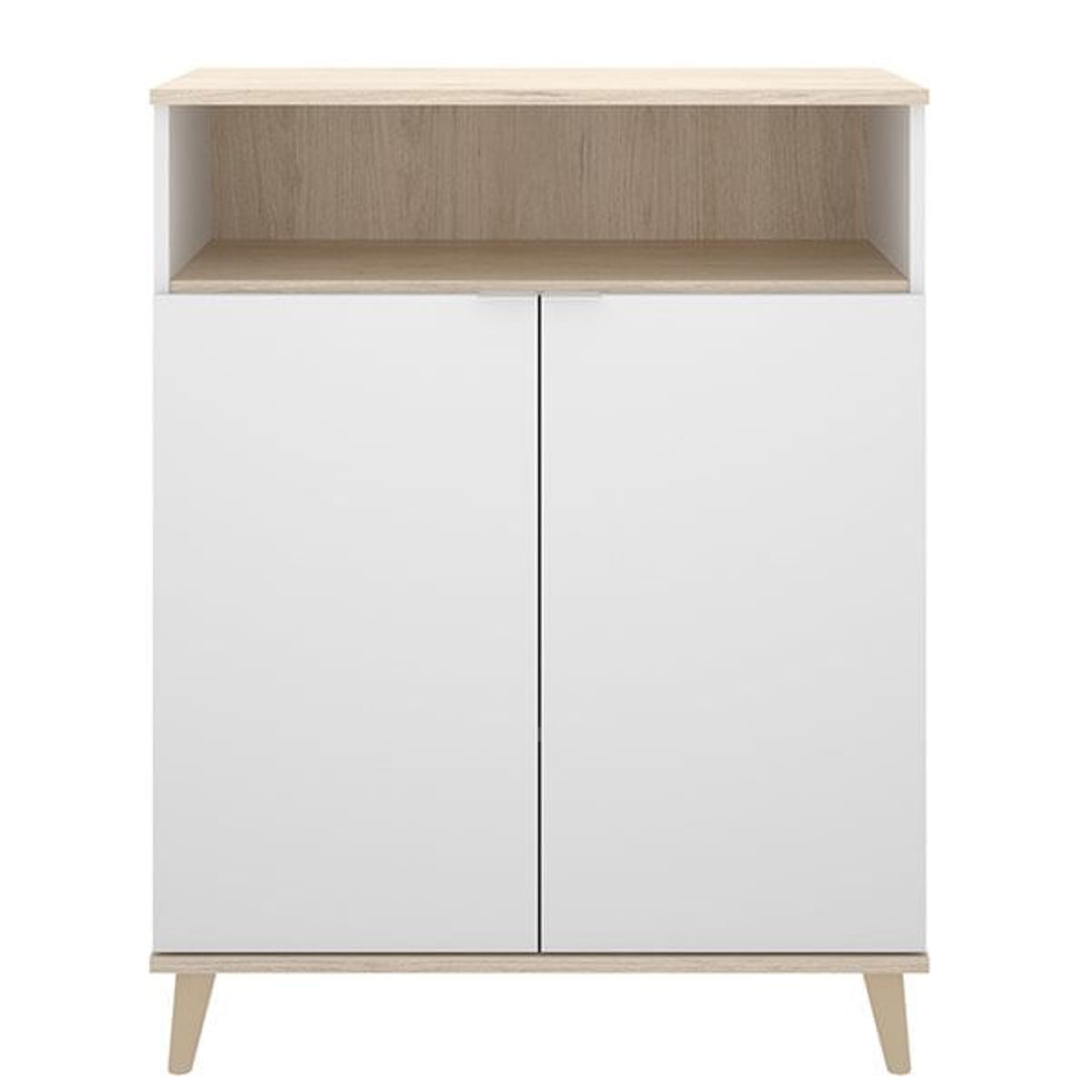 Aparador wok 2 puertas con compartimento blanco/natural 102x80x40 cm