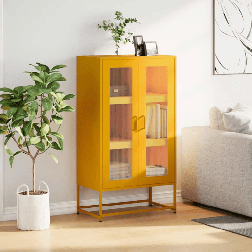 Aparador - Bufete - Móvei de apoio alto 68x39x123 cm aço amarelo mostarda pt2190