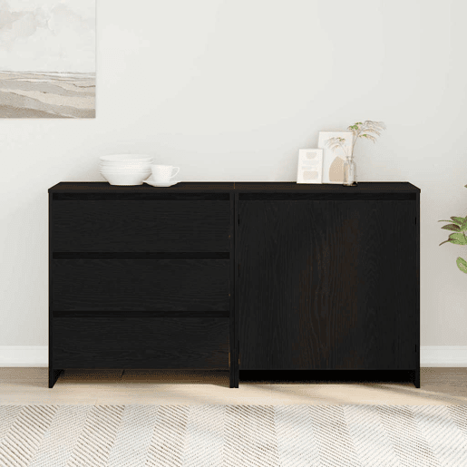 Bufete - Móvei de apoio 2 pcs Preto 70 x 41 x 75 cm Madeira processada pt21