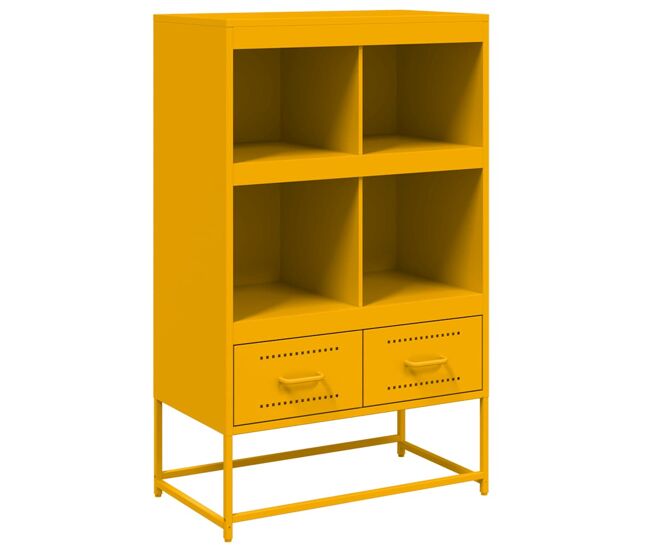 Aparador - mueble de almacenamiento de acero amarillo mostaza 68x39x111,5 cm es2187