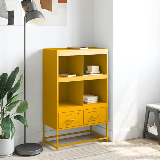 Armário alto - Bufete - Móvei de apoio 68x39x111,5 cm aço amarelo mostarda pt2187