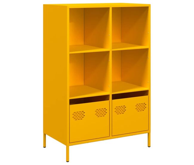 Aparador - mueble de almacenamiento acero amarillo mostaza 68x39x103,5 cm es85