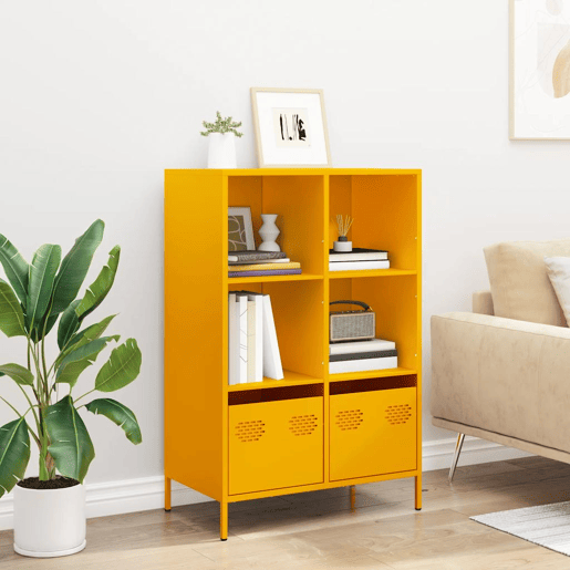 Armário alto - Bufete - Móvei de apoio 68x39x103,5 cm aço amarelo mostarda pt85