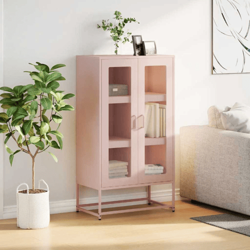 Armário alto - Bufete - Móvei de apoio 68x39x123 cm aço rosa pt2380 Armário alto - Bufete - Móvei de apoio 68x39x123 cm aço rosa pt2380