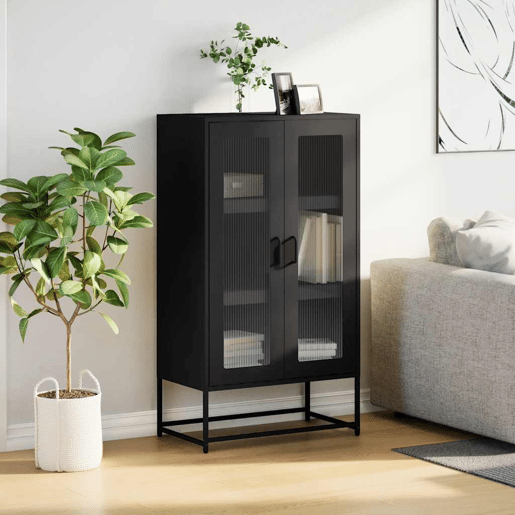 Aparador - Bufete - Móvei de apoio alto 68x39x123 cm aço preto pt2350