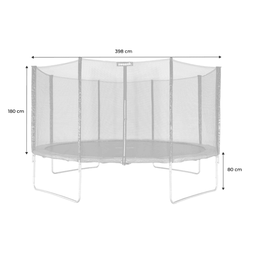 Trampolim 400cm com rede de proteção Cinza - 398x398x80 cm