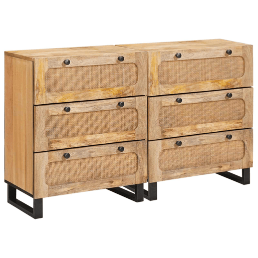 Bufete - Móvei de apoio 2 pcs Castanho 60 x 33 x 75 cm Madeira de manga maciça pt18
