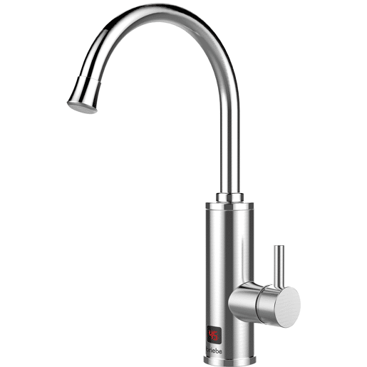 Briebe IH1205 Torneira com Aquecedor Elétrico Instantâneo de Bancada, Aquecedor de Água Baixo Consumo, Display, Inox, 3600, Aço Inoxidável