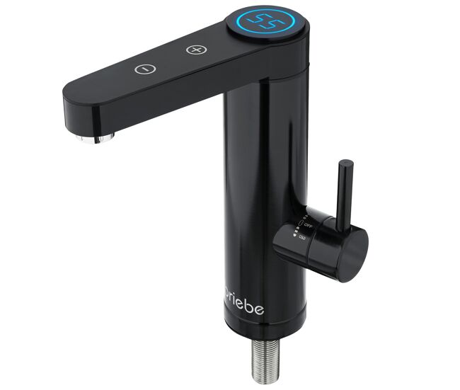 Briebe ih1206 grifo calentador agua eléctrico instantáneo de mesa bajo consumo, acero inox, display, camping, 3600, negro