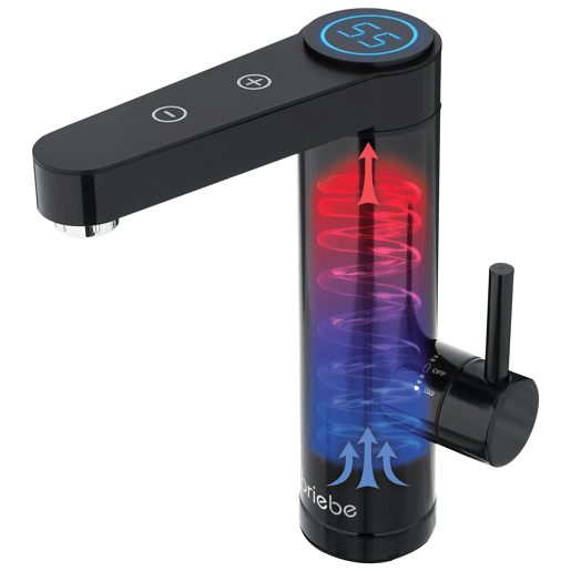 Briebe IH1206 Torneira com Aquecedor Elétrico Instantâneo de Bancada, Aquecedor de Água Baixo Consumo, Display, Inox, 3600, Preto