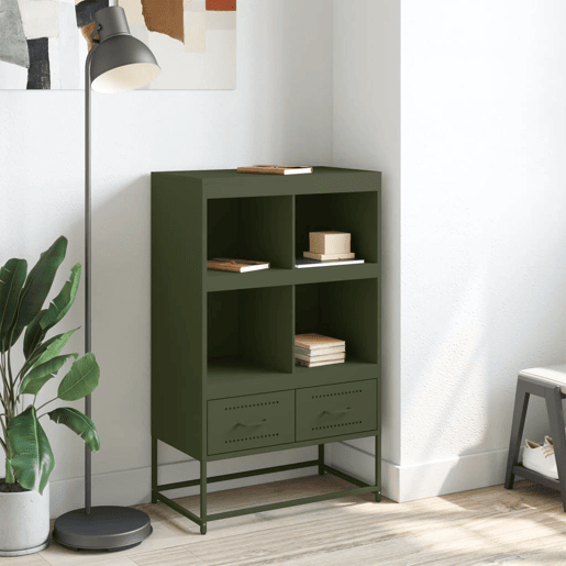 Armário alto - Bufete - Móvei de apoio 68x39x111,5 cm aço verde azeitona pt2393