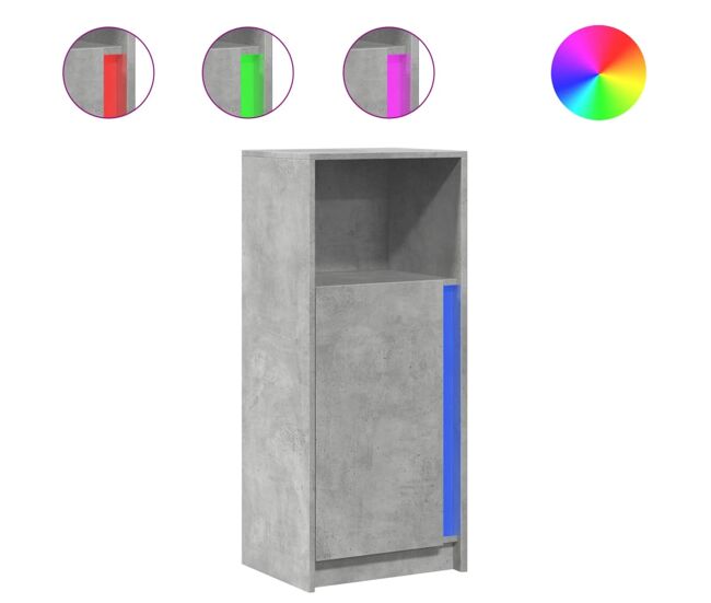 Aparador - mueble de almacenamiento con led madera ingeniería gris hormigón 42,5x34x100 cm es1893