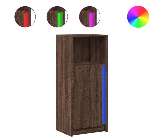 Aparador - mueble de almacenamiento con led madera ingeniería marrón roble 42,5x34x100 cm es1899