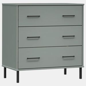 Aparador - Bufete - Móvei de apoio 3 gavetas 77x40x79,5 cm madeira maciça OSLO cinzento pt1702