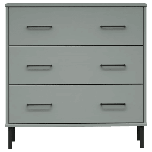 Aparador - Bufete - Móvei de apoio 3 gavetas 77x40x79,5 cm madeira maciça OSLO cinzento pt1702