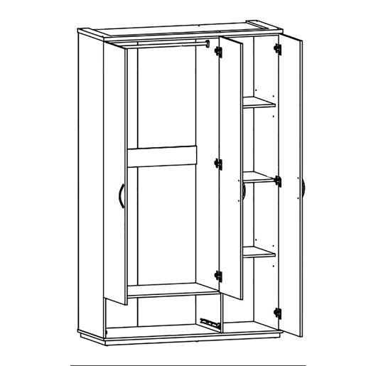 Roupeiro de Quarto 3 Portas DN, com Espelho Roupeiro de Quarto 3 Portas DN, com Espelho