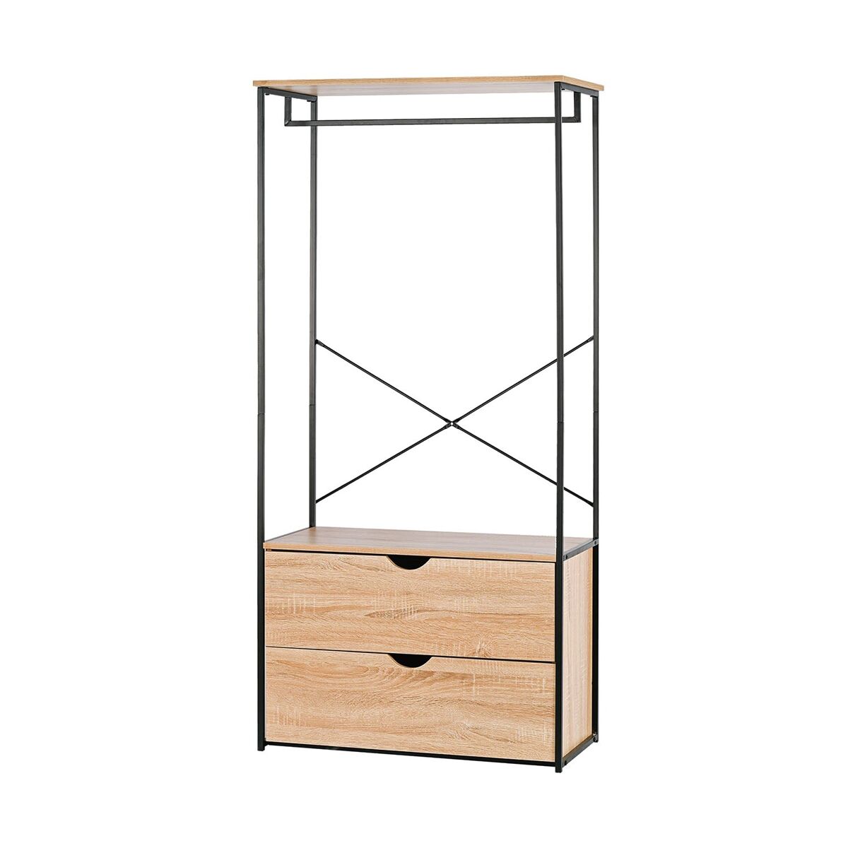 Armario vestidor de dormitorio industrial ega, 2 cajones