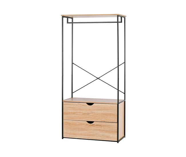 Armario vestidor de dormitorio industrial ega, 2 cajones