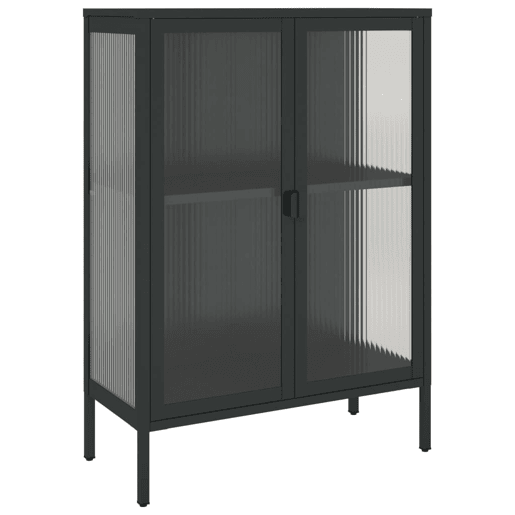 Aparador - Bufete - Móvel de apoio 75x35x105 cm vidro e aço preto pt1630
