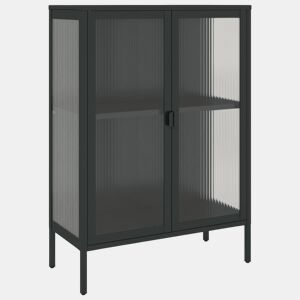 Aparador - Bufete - Móvel de apoio 75x35x105 cm vidro e aço preto pt1630