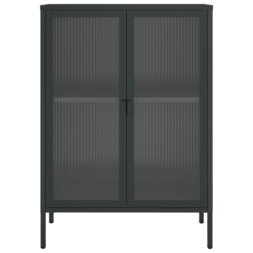Aparador - Bufete - Móvel de apoio 75x35x105 cm vidro e aço preto pt1630