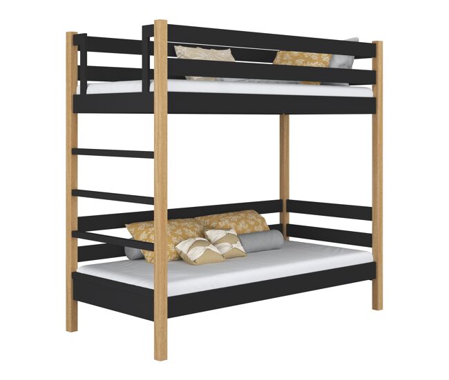 Litera de madera n03 negro / roble