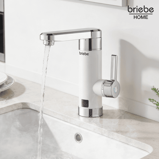 Briebe IH1203 Torneira com Aquecedor Elétrico Instantâneo de Bancada, Aquecedor de Água Baixo Consumo, Display LED, 3600, Branco