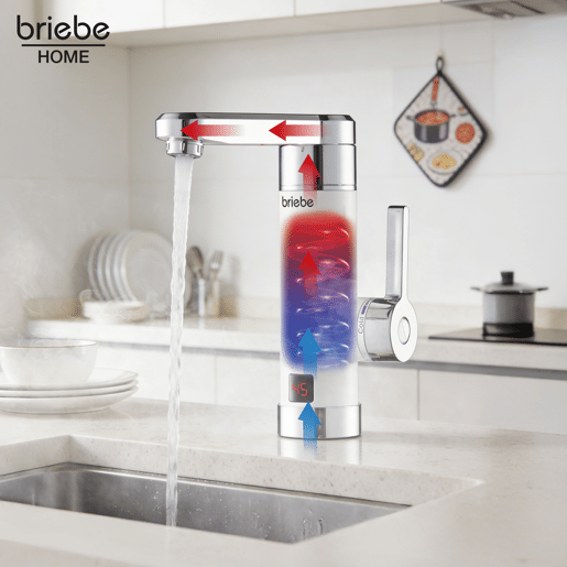 Briebe IH1203 Torneira com Aquecedor Elétrico Instantâneo de Bancada, Aquecedor de Água Baixo Consumo, Display LED, 3600, Branco