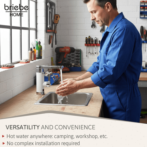Briebe IH1203 Torneira com Aquecedor Elétrico Instantâneo de Bancada, Aquecedor de Água Baixo Consumo, Display LED, 3600, Branco