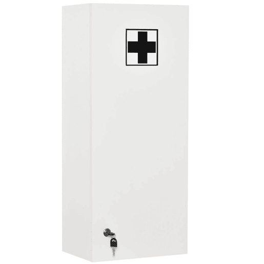 kleankin Armário de Medicamentos de Parede de 5 Níveis com Prateleiras Ajustáveis de Vidro Fechadura e 2 Chaves para Casa de Banho Cozinha 30x20x70 cm Branco
