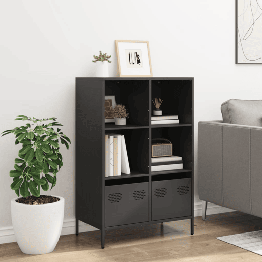 Armário alto - Bufete - Móvei de apoio 68x39x103,5 cm aço preto pt121
