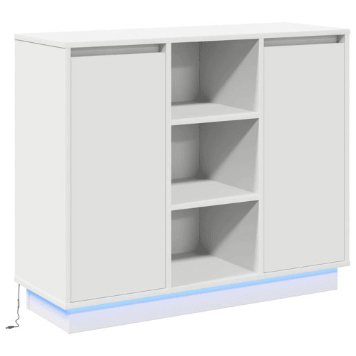 Aparador - Bufete - Móvei de apoio LED Branco 90 x 32 x 75 cm Madeira processada pt4131