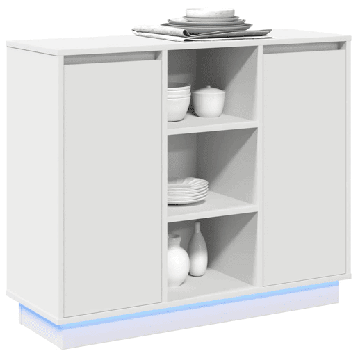 Aparador - Bufete - Móvei de apoio LED Branco 90 x 32 x 75 cm Madeira processada pt4131