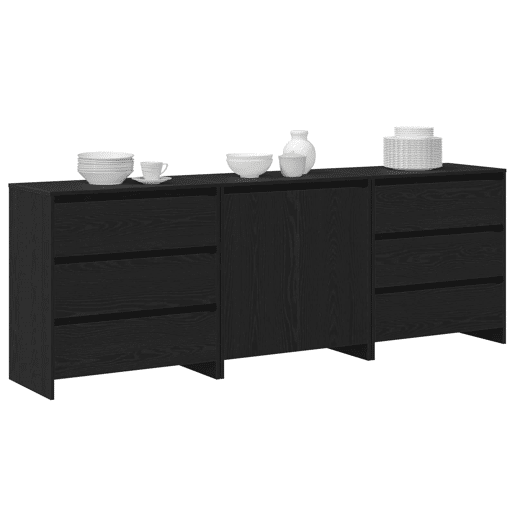 Bufete - Móvei de apoio 3 pcs Preto 70 x 41 x 75 cm Madeira processada pt57