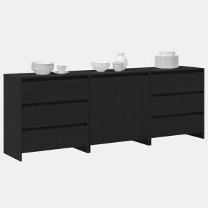 Bufete - Móvei de apoio 3 pcs Preto 70 x 41 x 75 cm Madeira processada pt57