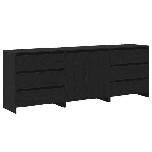 Bufete - Móvei de apoio 3 pcs Preto 70 x 41 x 75 cm Madeira processada pt57