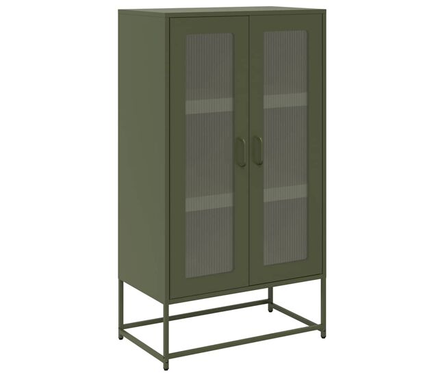 Aparador - mueble de almacenamiento de acero verde oliva 68x39x123 cm es2396