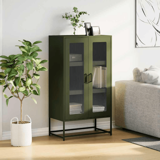 Aparador - Bufete - Móvei de apoio alto 68x39x123 cm aço verde azeitona pt2396