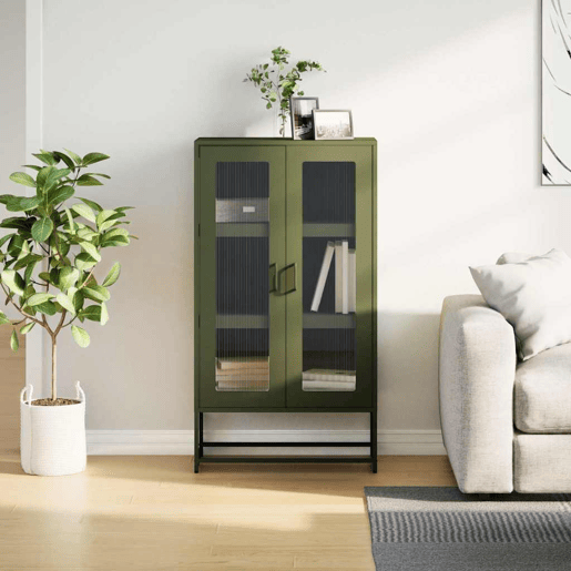 Aparador - Bufete - Móvei de apoio alto 68x39x123 cm aço verde azeitona pt2396