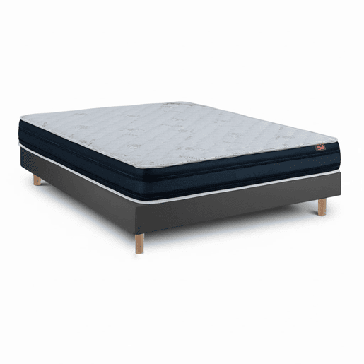 Conjunto Viscoflex Ortopédico 22 cm + Sommier ripado com pés 15 cm, 200 x 120 cm, PretoCinzento.