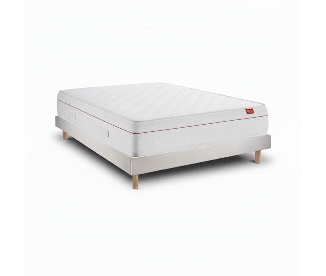 Conjunto deluxe ortopédico y kit en madera milano cement, talla 190 x 140 cm, altura total 57 cm.