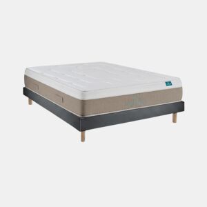 Conjunto Colchão Cloud Cotton e Sommier Milano Anthracite Leafsleep 200 x 150 cm Altura 58 cm.