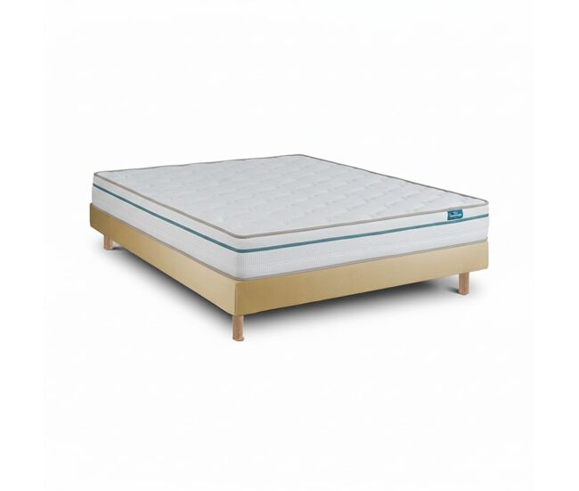 Conjunto cloud one y sommier 15 cm beige leafsleep, 200 x 105 cm, altura total aprox. 51 cm.