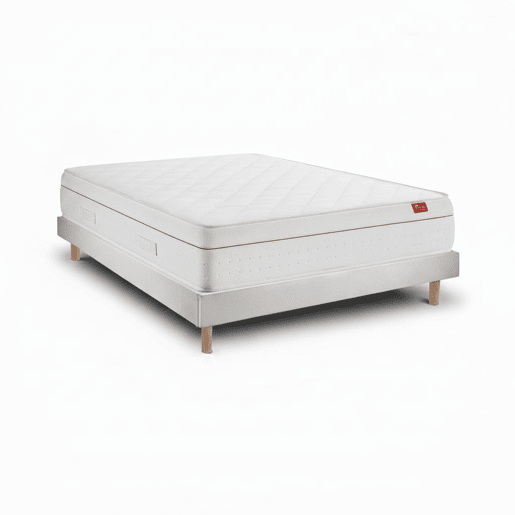 Conjunto Deluxe Ortopédico 200 x 120 cm, colchão 27 cm molas ensacadas, kit cama madeira 15 cm, pés 15 cm, revestimento veludo.